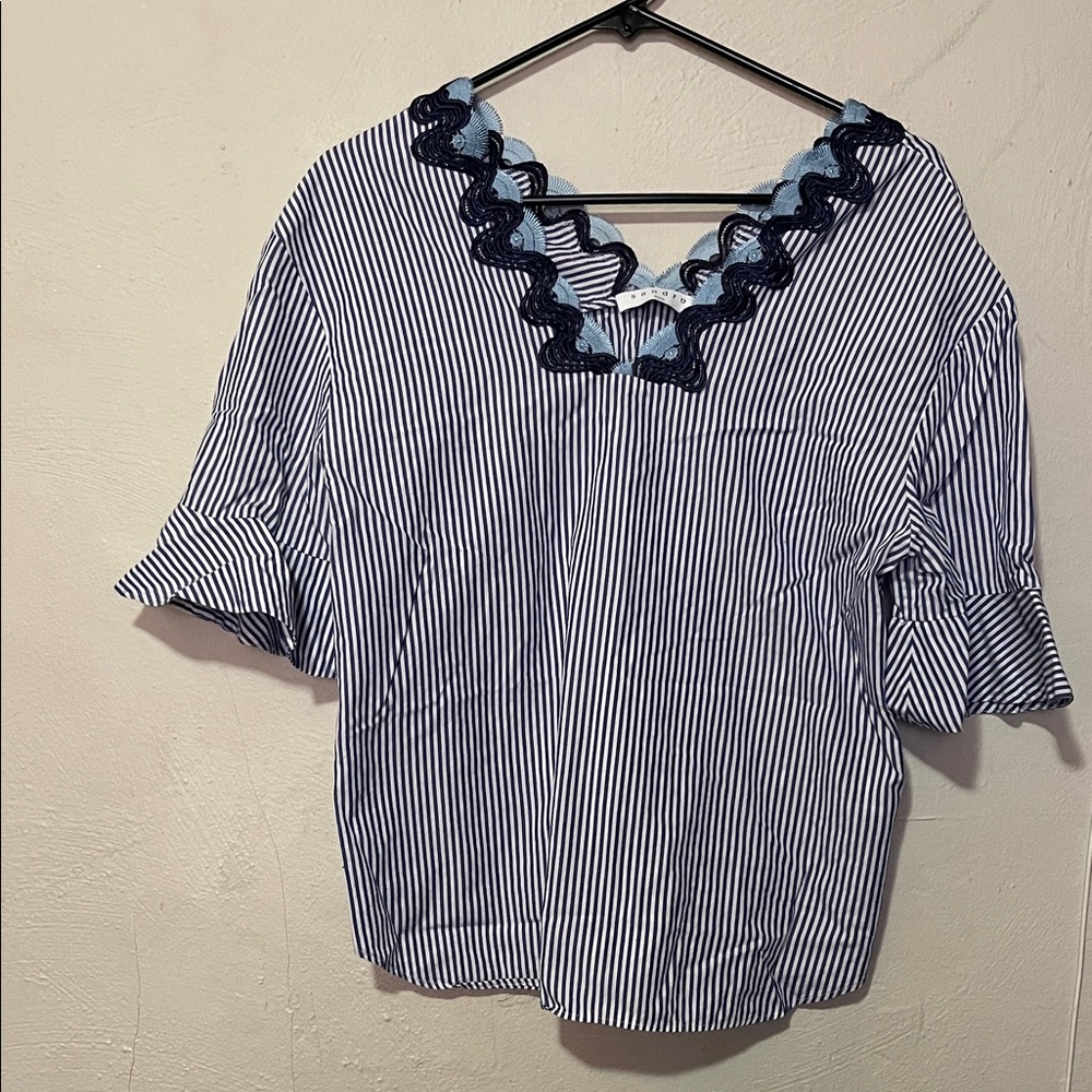 SANDRO Striped Blue and White Women's Top
